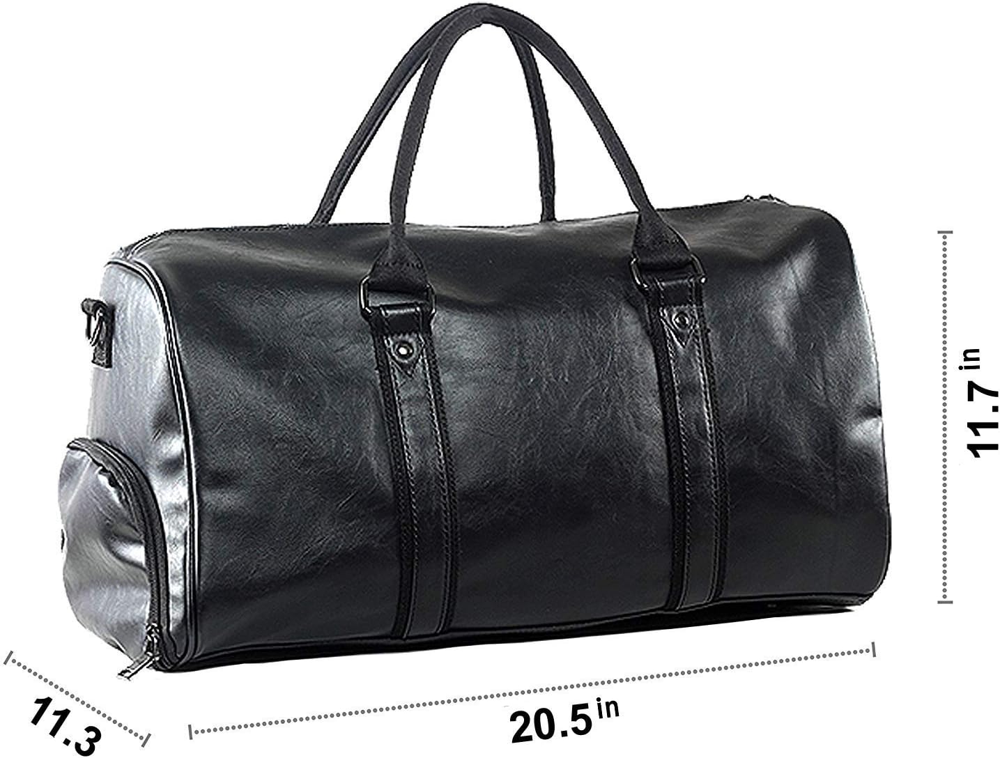 Weekender Oversized Travel Duffel Bag With Shoe Pouch, Leather Carry On Bag - Image 4